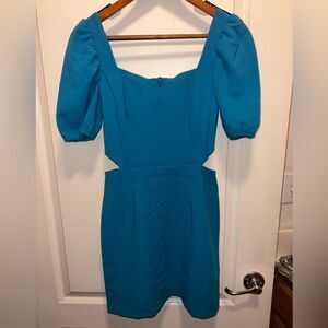 French Connection Blue Cut Out Puff Sleeve Mini Dress